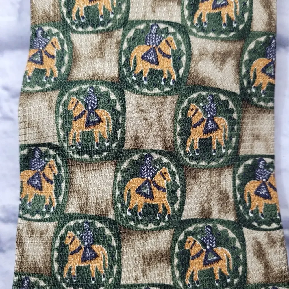 Dunhill Medieval Knight on Horse Medallion Silk Tie
